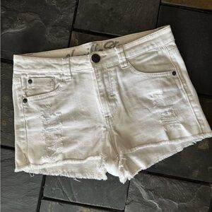 White Distressed Denim Shorts